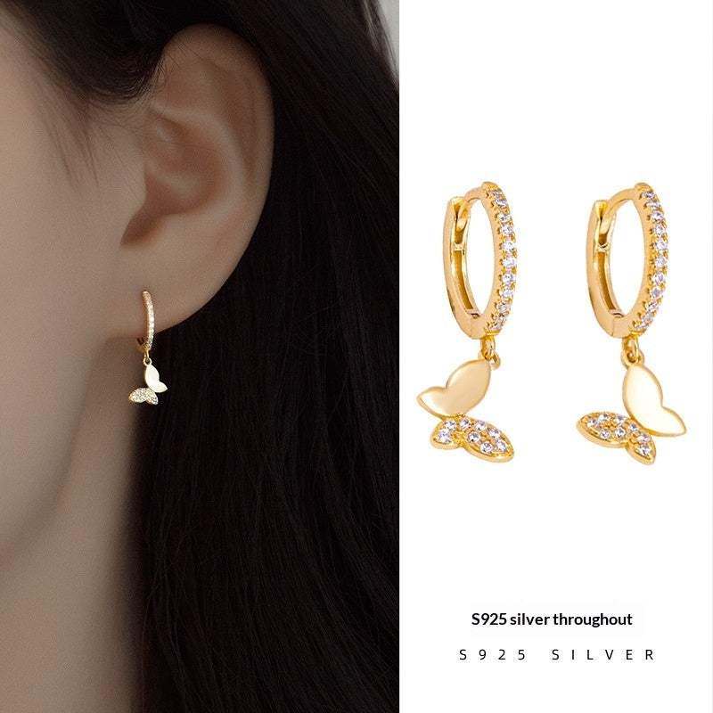 S925 Silver Korean-Style Sweet Butterfly Earrings - My Store - Flyclothing LLC