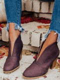 Point Toe Chunky Heeled Ankle Boots - Trendsi