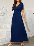 Surplice Short Sleeve Maxi Dress - Trendsi - Flyclothing LLC
