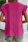 Ruffled Tie Neck Cap Sleeve Blouse - Trendsi - Flyclothing LLC