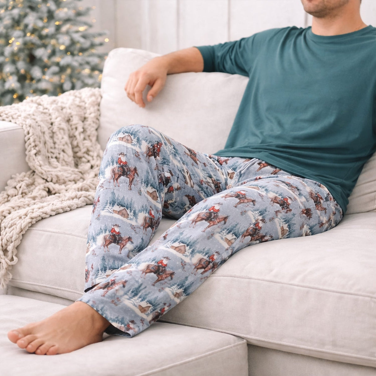 Adult Bamboo Pajama Pants - Cowboy Christmas Western - Tesa Babe - Flyclothing LLC