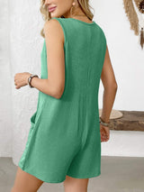 Pocketed Round Neck Sleeveless Romper - Trendsi - Flyclothing LLC