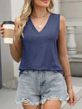 Classic V-Neck Sleeveless Tank Top - Trendsi - Flyclothing LLC