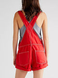 Wide Strap Square Neck Denim Overalls - Trendsi