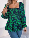 Square Neck Flounce Sleeve Blouse - Trendsi - Flyclothing LLC