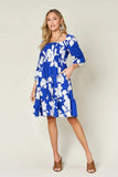 Double Take Full Size Floral Ruffle Hem Smocked Dress with Pockets - Trendsi - Flyclothing LLC