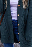Cable-Knit Button Up Long Sleeve Cardigan - Trendsi - Flyclothing LLC