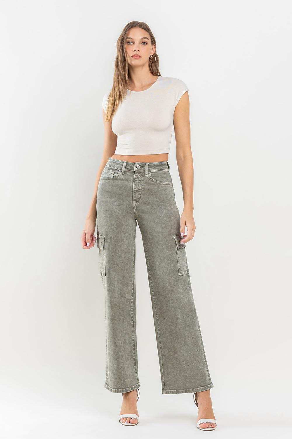 Vervet by Flying Monkey 90's Super High Rise Cargo Jeans - Trendsi - Flyclothing LLC