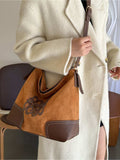 Suede Patch Adjustable Strap Tote Bag - Trendsi - Flyclothing LLC
