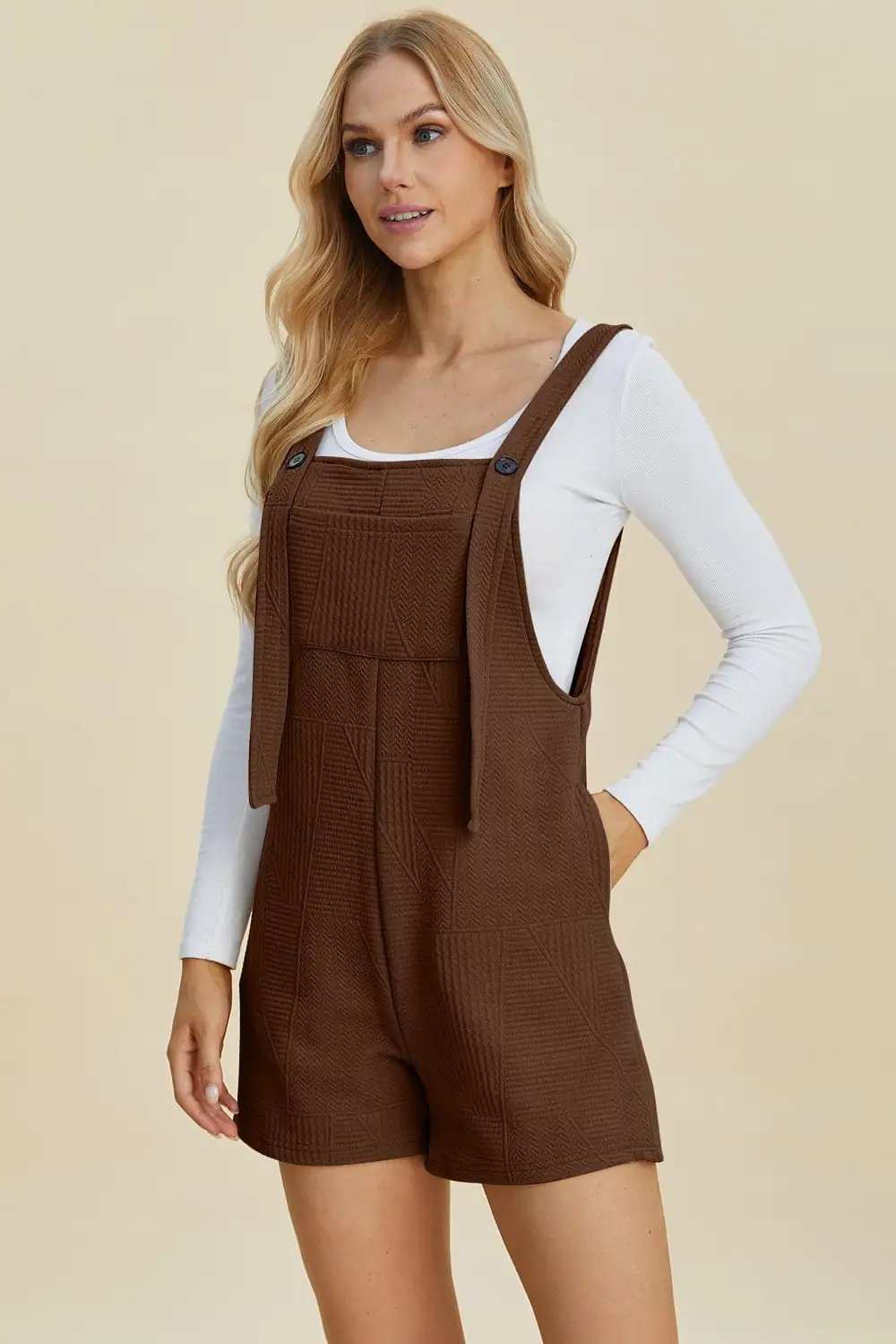 Double Take Full Size Texture Sleeveless Romper - Trendsi - Flyclothing LLC