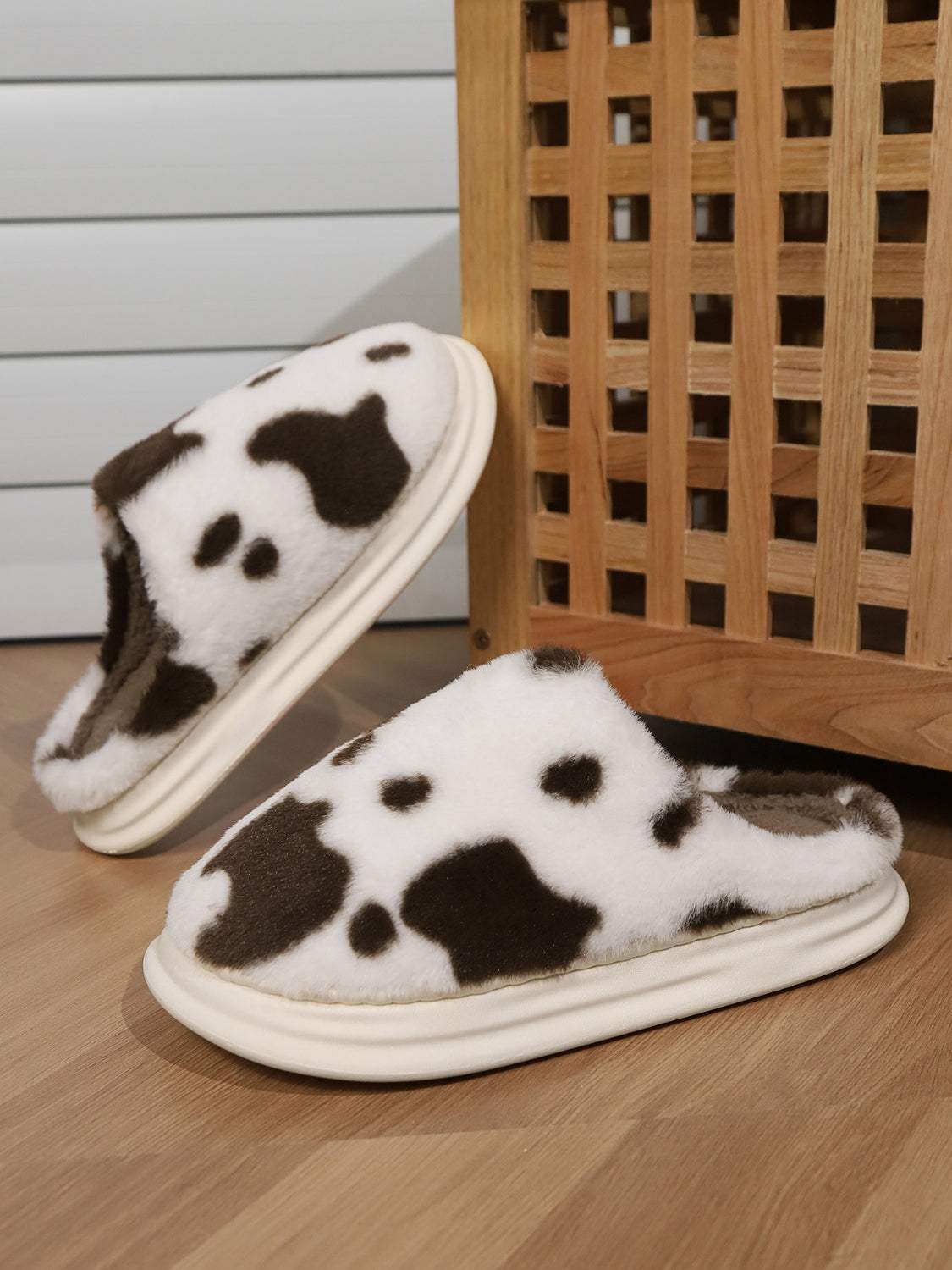 Animal Print Faux Fur Slippers - Trendsi - Flyclothing LLC