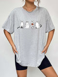 Round Neck Short Sleeve Ghost Graphic T-Shirt - Trendsi - Flyclothing LLC