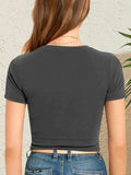 Round Neck Short Sleeve Crop T-Shirt - Trendsi - Flyclothing LLC