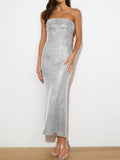 Sequin Cutout Tube Dress - Trendsi