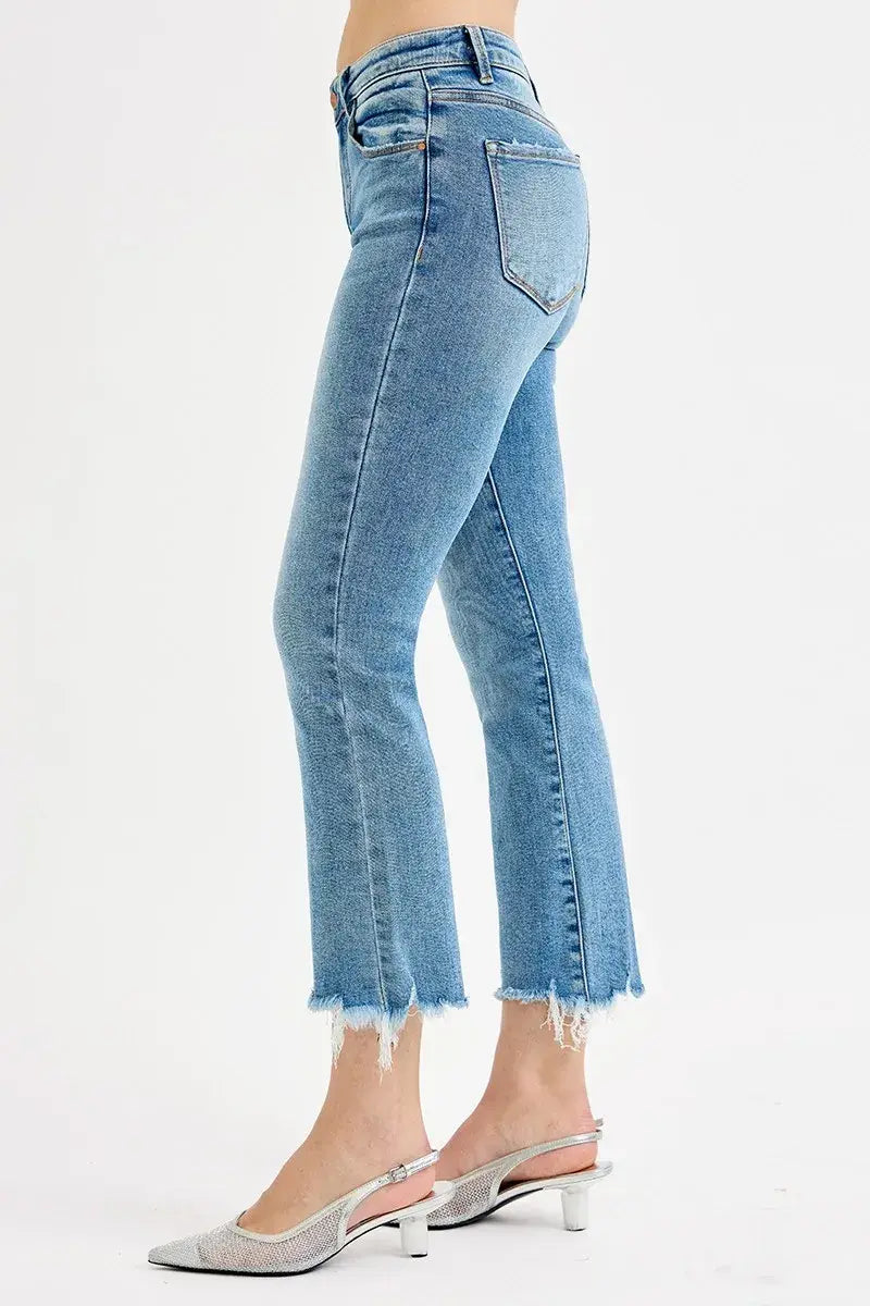 RISEN Full Size High Rise Crop Straight Slim Jeans Plus Size - Trendsi - Flyclothing LLC