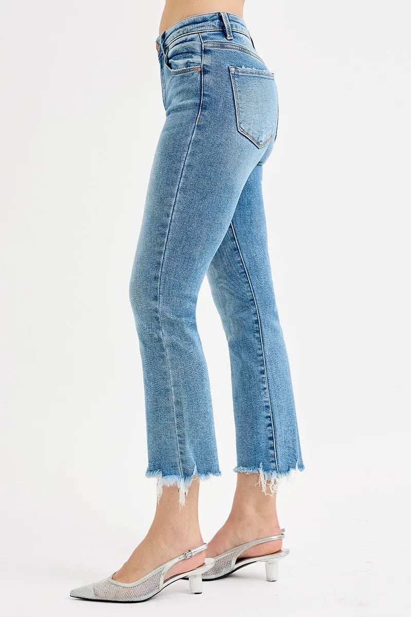 RISEN Full Size High Rise Crop Straight Slim Jeans Plus Size - Trendsi - Flyclothing LLC