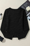 Textured Round Neck Long Sleeve Blouse - Trendsi - Flyclothing LLC