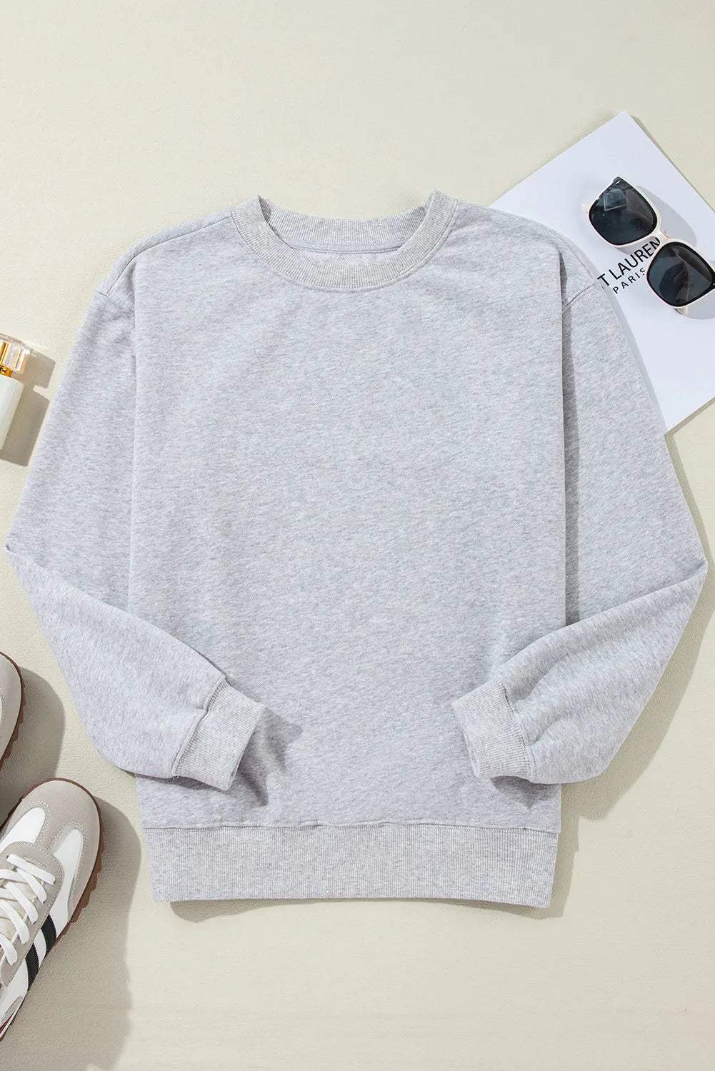 Round Neck Long Sleeve Sweatshirt - Trendsi - Flyclothing LLC