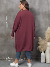 Plus Size Long Sleeve Pocketed Cardigan - Trendsi - Flyclothing LLC