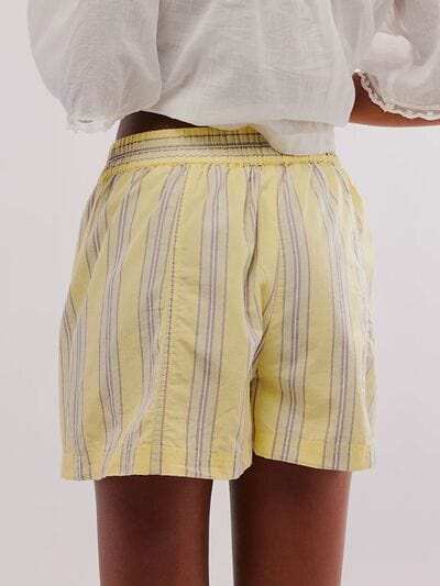 Striped Elastic Waist Shorts - Trendsi - Flyclothing LLC