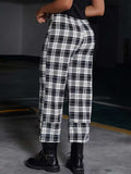 Full Size Plaid High Waist Pants - Trendsi - Flyclothing LLC