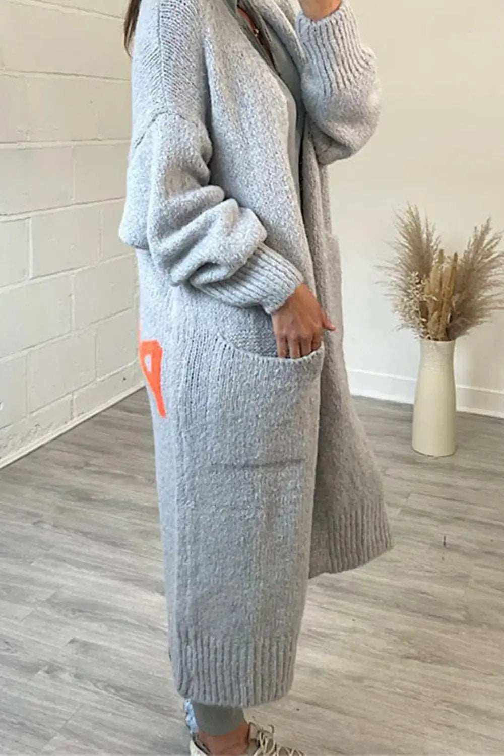 Peace Sign Long Sleeve Cardigan - Trendsi - Flyclothing LLC