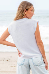 Crochet Flower Round Neck Sweater Vest - Trendsi - Flyclothing LLC