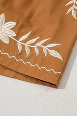 Embroidered Boho Tasseled Drawstring Elastic Waist Casual Shorts - Trendsi - Flyclothing LLC