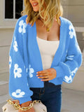 Angel Wings Flower Open Front Long Sleeve Cardigan - Trendsi - Flyclothing LLC