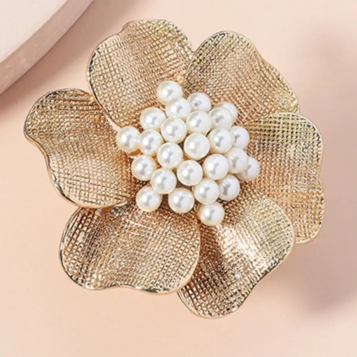 18K Gold-Plated Pearl Flower Ring - Trendsi - Flyclothing LLC