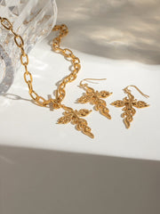 18K Gold-Plated Stainless Steel Cross Necklace - Trendsi