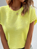 Texture Round Neck Short Sleeve T-Shirt - Trendsi