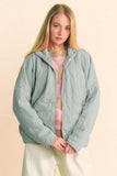 Davi & Dani Quilted Zip Up Dropped Shoulder Jacket - Trendsi