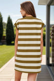 Striped Round Neck Cap Sleeve Mini Dress - Trendsi - Flyclothing LLC