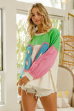 BiBi Color Block Patched Long Sleeve Top - Trendsi - Flyclothing LLC