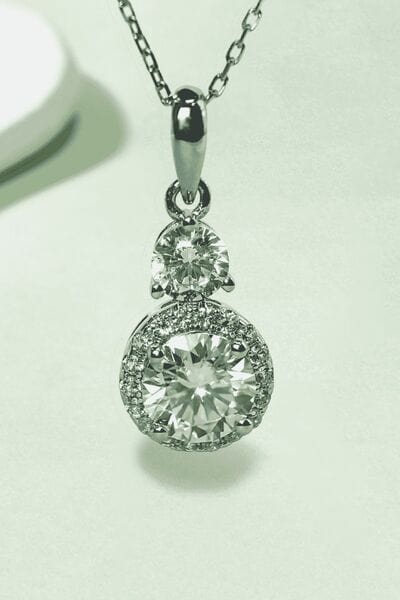 1 Carat Moissanite 925 Sterling Silver Pendant Necklace - Trendsi