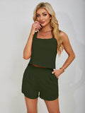 Square Neck Wide Strap Tank and Shorts Set - Trendsi - Flyclothing LLC