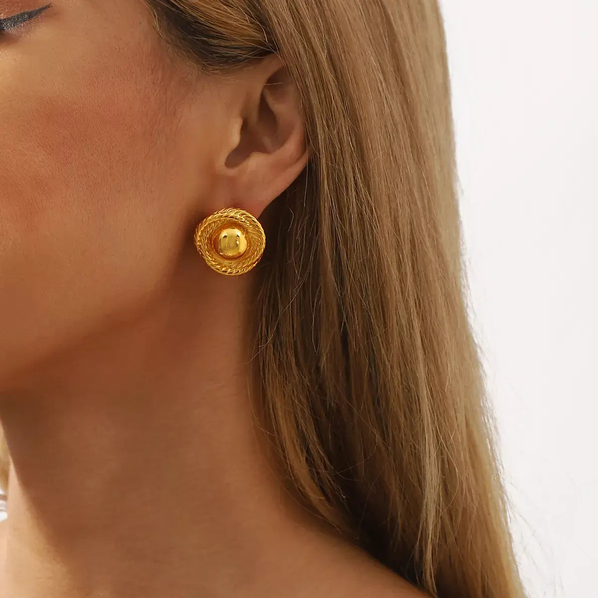 Twisted Rope Circle Stud Earrings - Trendsi - Flyclothing LLC