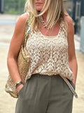 Cutout Scoop Neck Sleeveless Knit Cover Up - Trendsi