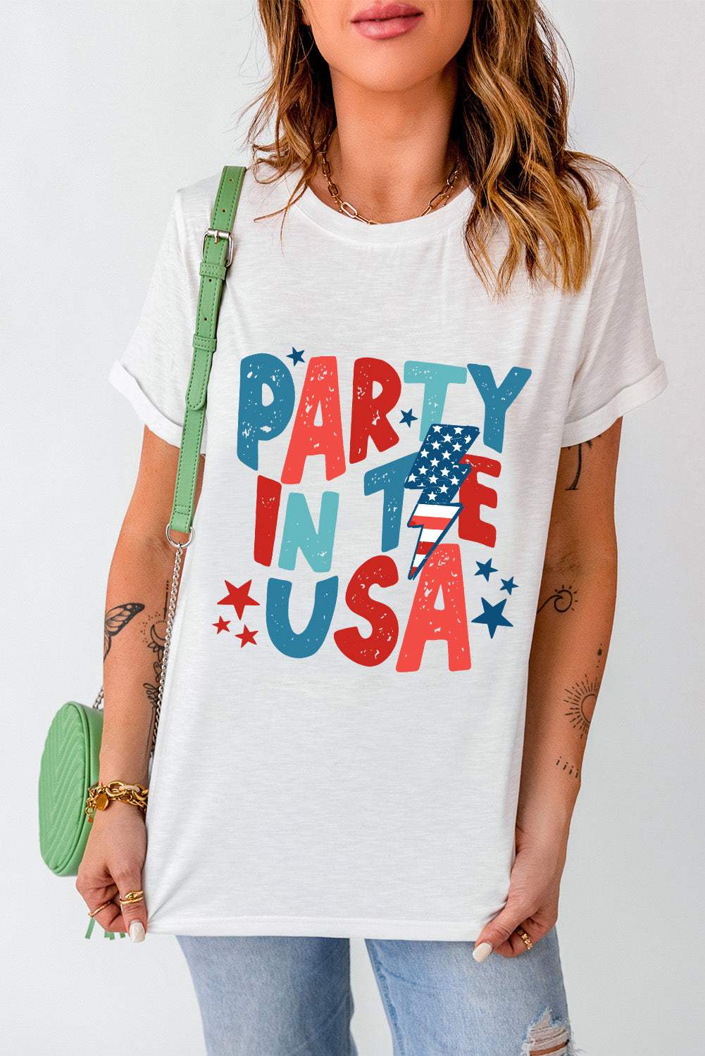 Letter Graphic Round Neck Short Sleeve T-Shirt - Trendsi - Flyclothing LLC