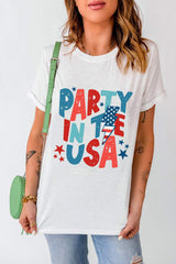Letter Graphic Round Neck Short Sleeve T-Shirt - Trendsi - Flyclothing LLC