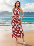 Printed Single Shoulder Sleeveless Dress - Trendsi
