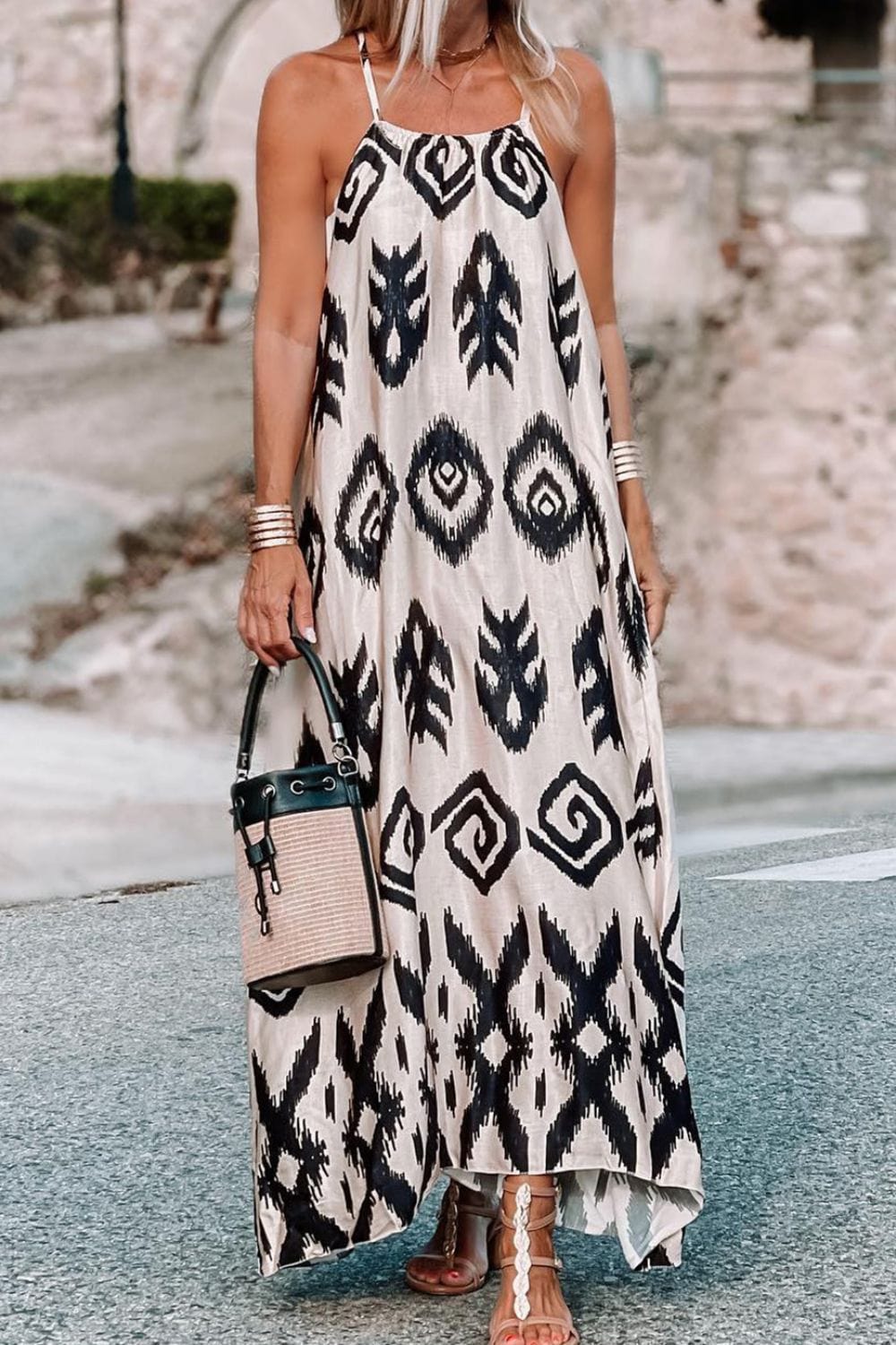 Printed Spaghetti Strap Cami Dress - Trendsi
