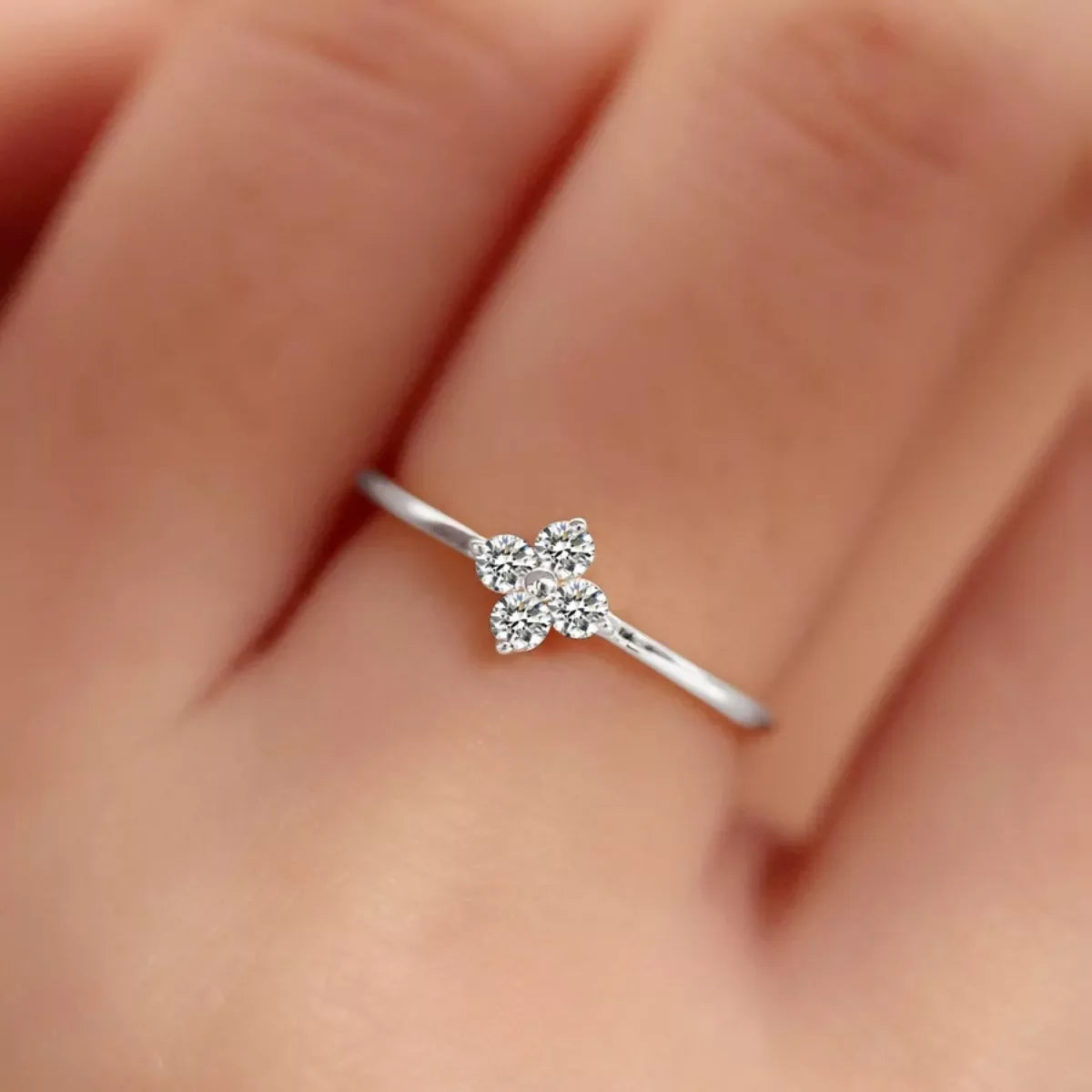 925 Sterling Silver Four-Leaf Clover Ring - Trendsi - Flyclothing LLC