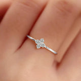 925 Sterling Silver Four-Leaf Clover Ring - Trendsi - Flyclothing LLC