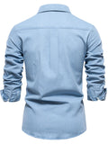 Men's Collared Neck Long Sleeve Denim Shirt - Trendsi