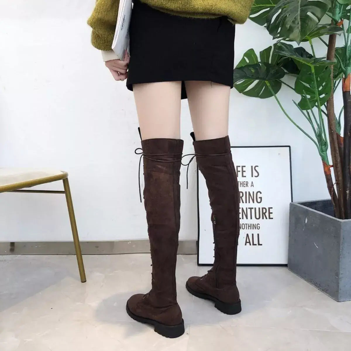 Lace-Up Over-the-Knee Boots - Trendsi - Flyclothing LLC