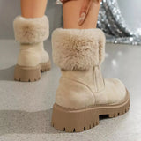 Side Zipper Fuzzy Boots - Trendsi - Flyclothing LLC