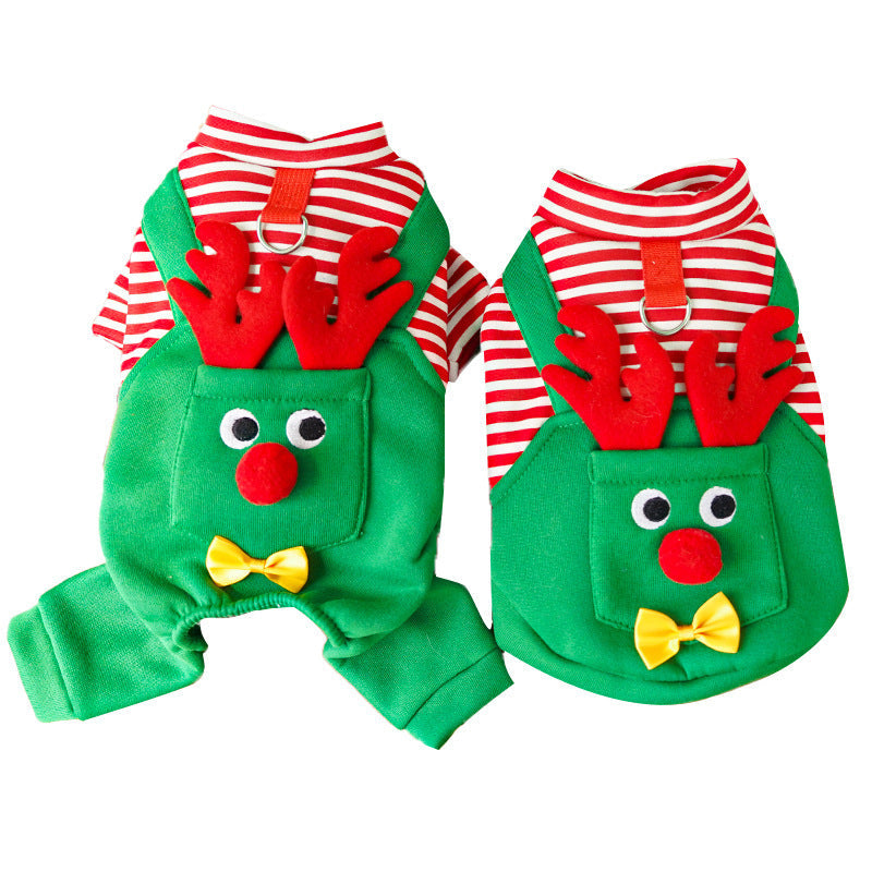 Christmas Pet Dogs Cats Coats Dress Up Costume Elk Pocket Sweatshirt Teddy Bichon Puppy Kitten Vest Xmas Warmer Pets Clothes - My Store - Flyclothing LLC