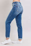 Judy Blue Full Size Button Fly Distressed Jeans with Pockets Plus Size - Trendsi